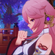 One of Genshin Impact's new Inazuma characters stands among cherry blossoms